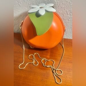 🍊 Florida Orange Fruit Crossbody Purse | Novelty Citrus Bag | Gold Chain